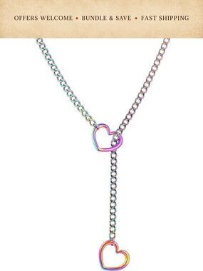 Heart Slip Chain Necklace Stainless Steel Cuban Choker